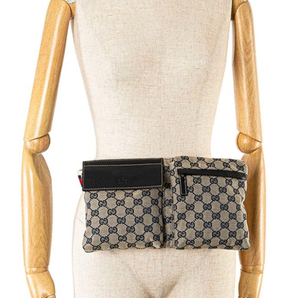 Nib Gg Canvas Web Double Pocket Belt Bag - image 1